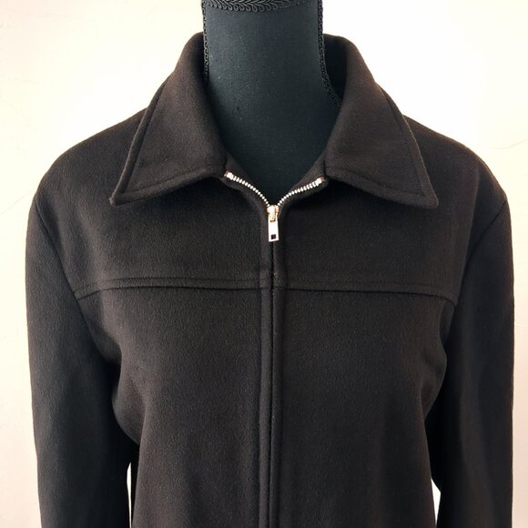 Vintage Wool Cashmere Angora Chocolate Brown Zip Mid-Weight Fall Coat Jacket - Picture 3 of 16